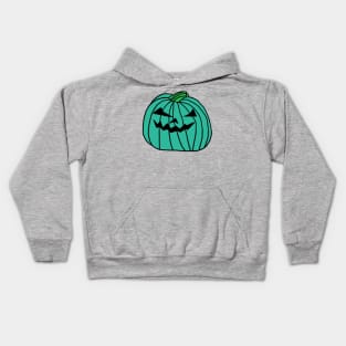 Big Cyan Halloween Horror Pumpkin Kids Hoodie